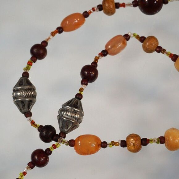 Gemstone Necklace Assorted Multi Color Beads One Of A Kind Artisan 26.5 in Long - Picture 4 of 8